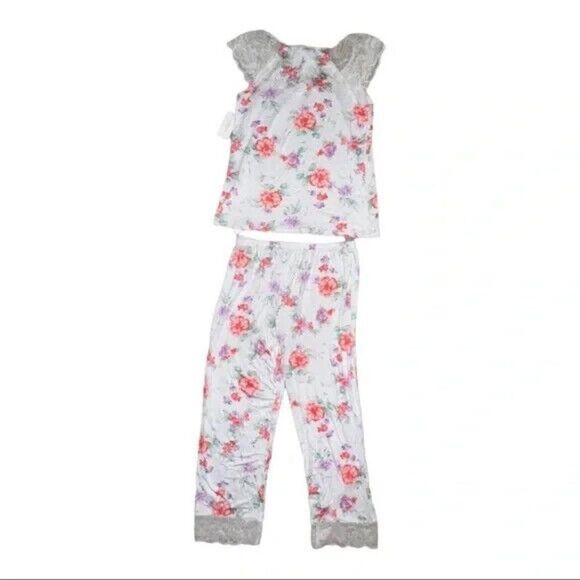 Charter Club White Blossoms Lace Short Sleeve PJ Set Extra Small NWT - Picture 3 of 6